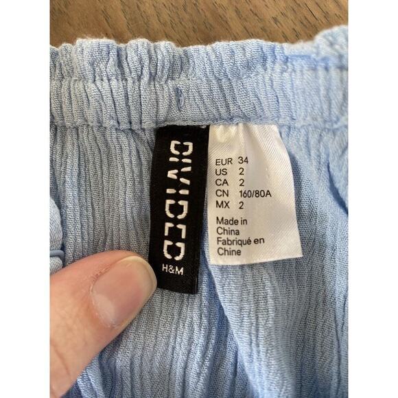 H&M Divided Womens Cold Shoulder Keyhole Lace Short Sleeve Cropped Blouse Size 2 - Picture 8 of 10